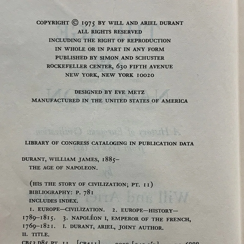 The Age of Napoleon The Story of Civilization Part XI‎ Will & Ariel Durant 1975